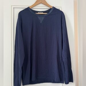 NWOT Temperley Top Women’s M Midnight Blue w Satin Trim V Neck Casual Workwear